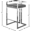  Color_Chrome/ Grey -- Ezra Grey Velvet Upholstered Counter Stool IMAGE 6