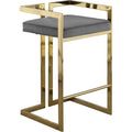  Color_Gold/ Grey -- Ezra Grey Velvet Upholstered Counter Stool IMAGE 1