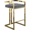  Color_Gold/ Grey -- Ezra Grey Velvet Upholstered Counter Stool IMAGE 1
