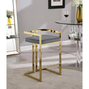  Color_Gold/ Grey -- Ezra Grey Velvet Upholstered Counter Stool IMAGE 2