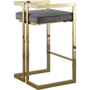  Color_Gold/ Grey -- Ezra Grey Velvet Upholstered Counter Stool IMAGE 3