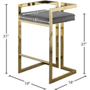  Color_Gold/ Grey -- Ezra Grey Velvet Upholstered Counter Stool IMAGE 6