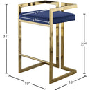  Color_Navy -- Ezra Navy Velvet Upholstered Counter Stool IMAGE 6