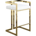  Color_Gold/ White -- Ezra White Vegan Leather Upholstered Counter Stool IMAGE 1