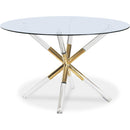  Meridian Mercury 48" Gold Glass Top, Acrylic And Metal Base Dining Table IMAGE 1