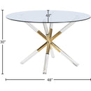 Meridian Mercury 48" Gold Glass Top, Acrylic And Metal Base Dining Table IMAGE 5