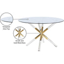  Meridian Mercury 48" Gold Glass Top, Acrylic And Metal Base Dining Table IMAGE 6