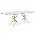  Meridian Mercury 84" Gold Glass Top, Acrylic And Metal Base Dining Table IMAGE 1