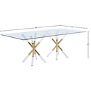  Meridian Mercury 84" Gold Glass Top, Acrylic And Metal Base Dining Table IMAGE 5