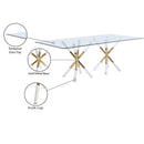  Meridian Mercury 84" Gold Glass Top, Acrylic And Metal Base Dining Table IMAGE 6