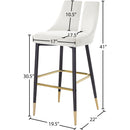  Color_Cream -- Sleek Cream Velvet Upholstered Bar Stool IMAGE 8