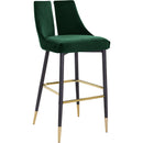  Color_Green -- Sleek Green Velvet Upholstered Bar Stool IMAGE 1