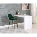  Color_Green -- Sleek Green Velvet Upholstered Bar Stool IMAGE 2
