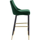  Color_Green -- Sleek Green Velvet Upholstered Bar Stool IMAGE 5