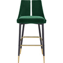  Color_Green -- Sleek Green Velvet Upholstered Bar Stool IMAGE 6
