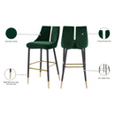  Color_Green -- Sleek Green Velvet Upholstered Bar Stool IMAGE 9