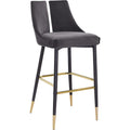  Color_Grey -- Sleek Grey Velvet Upholstered Bar Stool IMAGE 1