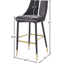  Color_Grey -- Sleek Grey Velvet Upholstered Bar Stool IMAGE 8