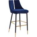  Color_Navy -- Sleek Navy Velvet Upholstered Bar Stool IMAGE 1