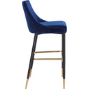  Color_Navy -- Sleek Navy Velvet Upholstered Bar Stool IMAGE 5