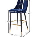  Color_Navy -- Sleek Navy Velvet Upholstered Bar Stool IMAGE 8