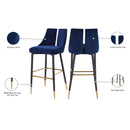  Color_Navy -- Sleek Navy Velvet Upholstered Bar Stool IMAGE 9