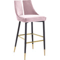 Color_Pink -- Sleek Pink Velvet Upholstered Bar Stool IMAGE 1