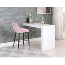  Color_Pink -- Sleek Pink Velvet Upholstered Bar Stool IMAGE 3