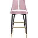  Color_Pink -- Sleek Pink Velvet Upholstered Bar Stool IMAGE 6