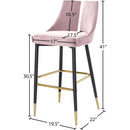  Color_Pink -- Sleek Pink Velvet Upholstered Bar Stool IMAGE 8