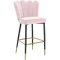  Color_Pink -- Lily Pink Velvet Upholstered Bar Stool IMAGE 1