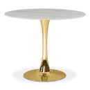  Meridian Holly 36" Gold Marble Veneer Top And Metal Base Dining Table IMAGE 1