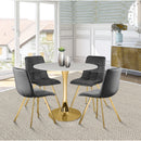  Meridian Holly 36" Gold Marble Veneer Top And Metal Base Dining Table IMAGE 2