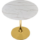  Meridian Holly 36" Gold Marble Veneer Top And Metal Base Dining Table IMAGE 3