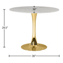  Meridian Holly 36" Gold Marble Veneer Top And Metal Base Dining Table IMAGE 4
