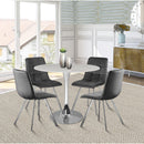  Meridian Holly 36" Chrome Marble Veneer Top And Metal Base Dining Table IMAGE 2
