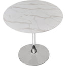 Meridian Holly 36" Chrome Marble Veneer Top And Metal Base Dining Table IMAGE 3