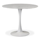  Meridian Holly 36" White Marble Veneer Top And Metal Base Dining Table IMAGE 1