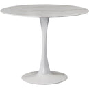 Meridian Round Tulip Dining Table with Faux Marble Top and Pedestal Base 974-T IMAGE 1