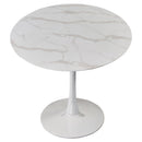  Meridian Holly 36" White Marble Veneer Top And Metal Base Dining Table IMAGE 3