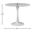  Meridian Holly 36" White Marble Veneer Top And Metal Base Dining Table IMAGE 4