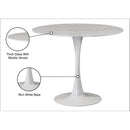  Meridian Holly 36" White Marble Veneer Top And Metal Base Dining Table IMAGE 5