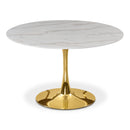  Meridian Holly 48" Gold Marble Veneer Top And Metal Base Dining Table IMAGE 1
