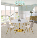  Meridian Holly 48" Gold Marble Veneer Top And Metal Base Dining Table IMAGE 2