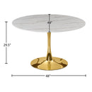  Meridian Holly 48" Gold Marble Veneer Top And Metal Base Dining Table IMAGE 4
