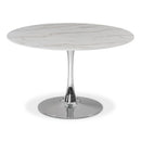  Meridian Holly 48" Chrome Marble Veneer Top And Metal Base Dining Table IMAGE 1