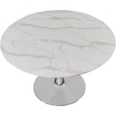  Meridian Holly 48" Chrome Marble Veneer Top And Metal Base Dining Table IMAGE 3