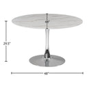  Meridian Holly 48" Chrome Marble Veneer Top And Metal Base Dining Table IMAGE 4