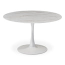  Meridian Holly 48" White Marble Veneer Top And Metal Base Dining Table IMAGE 1