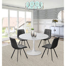  Meridian Holly 48" White Marble Veneer Top And Metal Base Dining Table IMAGE 2